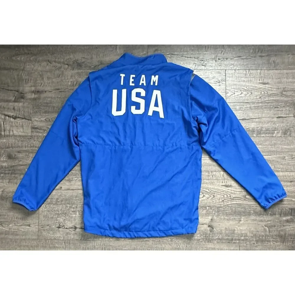 Nike United States Team USA Parapan AM Warm Up Polyester Blue Drifit Jacket Sz L